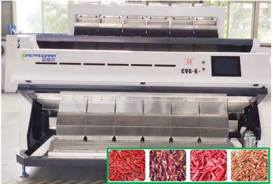 Dried Chili / Pepper Color Sorter 3-6t/h 5400 Pixel Remote Interconnection