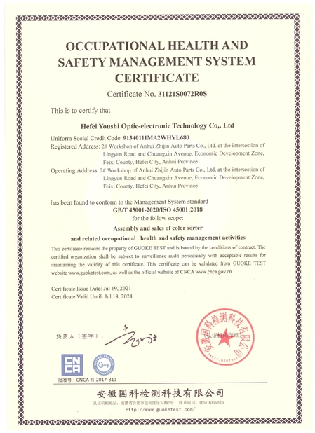 China Hefei Youshi  Optic-electronic Technology Co,. Ltd certification