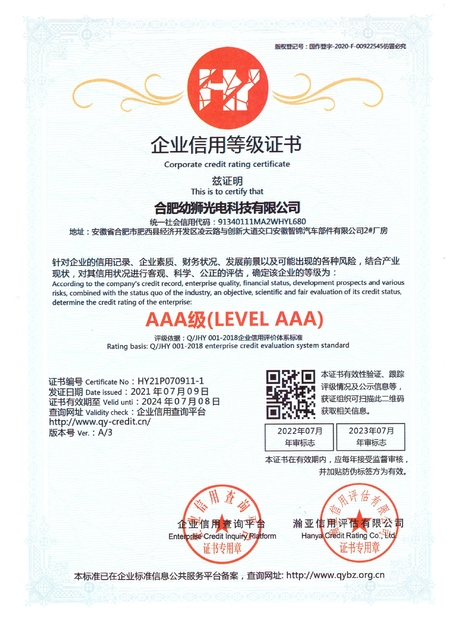 China Hefei Youshi  Optic-electronic Technology Co,. Ltd certification